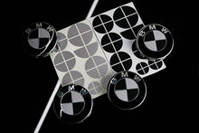 Load image into Gallery viewer, Silver and Gloss Black Carbon effect Badge Emblem Over lays BMW