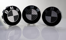 Load image into Gallery viewer, Silver and Gloss Black Carbon effect Badge Emblem Over lays BMW