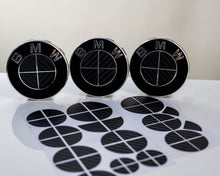 Load image into Gallery viewer, Full Gloss Black Carbon effect Badge Emblem Over lays BMW