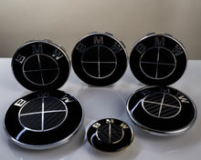 Load image into Gallery viewer, Full Gloss Black Carbon effect Badge Emblem Over lays BMW
