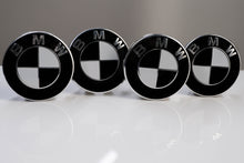 Load image into Gallery viewer, White and Gloss Black Badge Emblem Over lays BMW