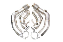 Load image into Gallery viewer, Evolve BMW M5/M8 S63 Catless Turbo Downpipes F90 F91 F92 F93 - T304 Stainless, 3in to 2.5in, Performance Decat, Up to 35 bhp/51 lb.ft, RHD/LHD Fitment, Direct Bolt-On