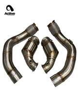 Load image into Gallery viewer, Active Autowerke GESI Sport Cat Catted Downpipes for BMW M5 F90 & M8 F91/F92/F93 (S63 F9X) - High Flow 304 Stainless, Bolt-On, No CEL | PN 11-063