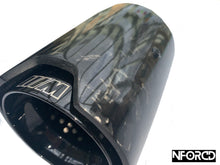 Load image into Gallery viewer, BMW Forged Carbon Fibre Exhaust Tips - Black | M Performance Style Clamp-On Tailpipe Trims with Hidden Clamp | 63-67mm / 67-72mm Inlet | UK Stock | Fits BMW 1 2 3 4 5 Series, M2 M3 M4 M5