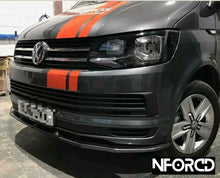 Load image into Gallery viewer, KSB Front Splitter for VW Transporter T6 (2015-2019) - Gloss Black ABS OEM+ Front Lip Spoiler | UK Made | Direct Fit | Fitting Hardware Included | VW T6 Bumper Splitter