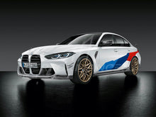 Load image into Gallery viewer, Genuine BMW G80 M3 & M3 Competition M Performance Side Stripe Car Wrap Kit - OEM Pre-Cut Vinyl Decals (M Tricolour) for Saloon 2021+ | Left & Right Pair | Part 51145A14374