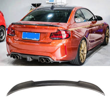 Load image into Gallery viewer, Carbon Fibre Rear Boot/Trunk Lip Spoiler for BMW 2 Series F22 F23 & F87 M2/M2 Competition (2014–2019) – Gloss 3x3 Twill, OEM-Fit, No-Drill Installation