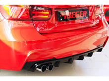 Load image into Gallery viewer, Rieger BMW 3 Series F30 Saloon & F31 Touring Rear Diffuser (2011–2019) for M Sport Bumper – M-Series Style, Left Twin Tailpipe – Fits 320i 335i 340i – Matt/Gloss Black, Carbon Look, Carbon Fibre