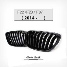 Load image into Gallery viewer, BMW 2 Series F22 Coupe F23 Convertible & M2 F87 Front Kidney Grilles, Gloss Black or Carbon Fibre Look ABS Replacement Pair, 2014–2020