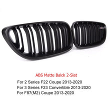 Load image into Gallery viewer, BMW 2 Series F22 Coupe F23 Convertible & M2 F87 Front Kidney Grilles, Gloss Black or Carbon Fibre Look ABS Replacement Pair, 2014–2020