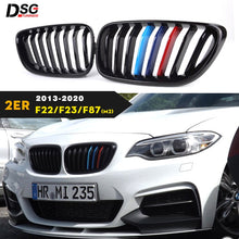 Load image into Gallery viewer, BMW 2 Series F22 Coupe F23 Convertible & M2 F87 Front Kidney Grilles, Gloss Black or Carbon Fibre Look ABS Replacement Pair, 2014–2020