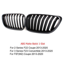 Load image into Gallery viewer, BMW 2 Series F22 Coupe F23 Convertible & M2 F87 Front Kidney Grilles, Gloss Black or Carbon Fibre Look ABS Replacement Pair, 2014–2020