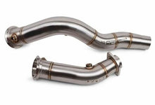 Load image into Gallery viewer, VRSF 3 Inch Cast Catless Race Downpipes (Brushed SS304, V-Band) for BMW S55 - M3 F80 15-18, M4 F82/F83 15-18, M2 Competition F87 18+