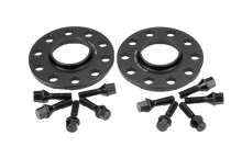 Load image into Gallery viewer, BMW F-Chassis Hubcentric Wheel Spacers Kit with Extended Bolts (Pair) – F10 F20 F30 – 2 Series, 3 Series, 5 Series – Black Anodised – 10mm 12mm 15mm 18mm 20mm – Flush Fitment, Improved Stance & Handling