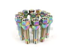 Load image into Gallery viewer, VTT Titanium Wheel Stud Kit 75mm Grade 5, 10/20pc, M14x1.5, M14x1.25 to M14x1.5, M12x1.5, with Titanium Lug Nuts, Burnt/Black/Raw, BMW Toyota GR Supra A90 Audi VW VAG Honda, Lightweight Wheel Stud Conversion UK