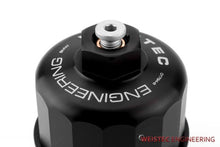 Load image into Gallery viewer, Weistec Engineering BMW S63/S63TU Billet Oil Filter Housing Cap w/ Drain Plug - M5 F10/F90, M6 F06/F12/F13, X5M F85, X6M F86 - CNC 6061 Aluminum, Red/Black, OEM Replacement