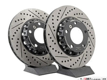 Load image into Gallery viewer, ECS Tuning 2-Piece Lightweight Front Brake Rotors/Discs, Drilled & Slotted, Semi-Floating, 300x22mm - Pair - Fits BMW E46 323i 325i 328i 325xi, Z3 3.0, Z4 3.0
