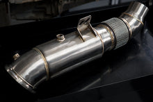 Load image into Gallery viewer, Osprey BMW B58 5-Inch Super Decat Turbo Downpipe - Catless Stainless Steel, 5in to 4in Flex, 80mm Outlet, Direct-Fit OEM Compatible High-Flow Exhaust Upgrade