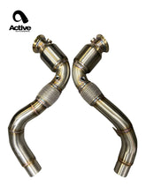 Load image into Gallery viewer, Active Autowerke Sport Cat Downpipes for BMW S63/N63 Twin-Turbo V8 | E70 E71 F15 F16 F85 F86 | X5 50i, X6 50i, X5M, X6M | GESI UHO High-Flow Catted, 3-inch 304 Stainless, Bolt-On, OBD2 Compliant, No CEL | 11-041