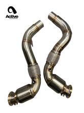 Load image into Gallery viewer, Active Autowerke Sport Cat Downpipes for BMW S63/N63 Twin-Turbo V8 | E70 E71 F15 F16 F85 F86 | X5 50i, X6 50i, X5M, X6M | GESI UHO High-Flow Catted, 3-inch 304 Stainless, Bolt-On, OBD2 Compliant, No CEL | 11-041