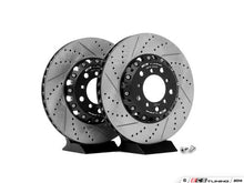 Load image into Gallery viewer, ECS Tuning 2-Piece Lightweight Front Brake Rotors/Discs, Cross-Drilled & Slotted, Semi-Floating - Pair 325x28mm - Fits BMW E46 M3 (2001-2006) - Direct Bolt-On