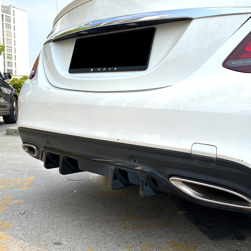 Gloss Black Rear Diffuser Extension for Mercedes Benz W205 C Class & C