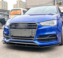 Load image into Gallery viewer, V Style Gloss Black Front Splitter for Audi A3 8V S Line &amp; S3 13-16
