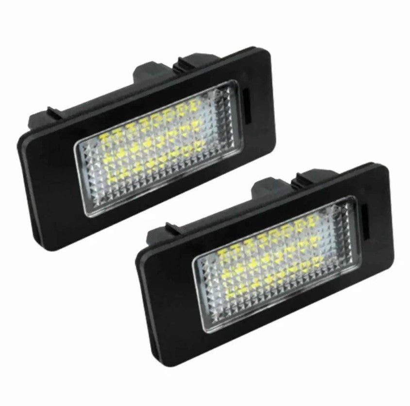 BMW 3 Series E90 E91 E92 E93 LED Number Plate Lights - Ice White, Plug & Play OEM Fit, E-Mark E4 Approved, Clear/Black Housing, 2005-2013