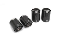 3DDesign Carbon Fibre Exhaust Tips for BMW M2/M2 Competition, M3 & M4 (F87 F80 F82, 2014-2021) | Genuine Pre-Preg Dry Carbon, Gloss Finish, Stainless Steel Core | Direct OEM Replacement Quad Tips