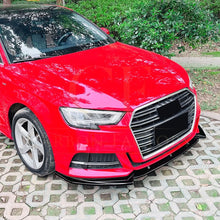 Load image into Gallery viewer, V Style Gloss Black Front Splitter for Audi A3 8V S Line &amp; S3 17-20
