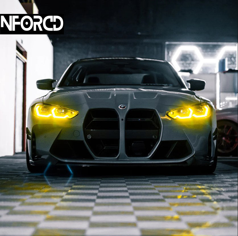 Nforcd CSL-Style Yellow Angel Eyes DRL LED Module Set for BMW M3/M4 & 4 Series (G80 G81 G82 G83 G22) – UK/EU Spec Headlight Daytime Running Lights Upgrade G8X