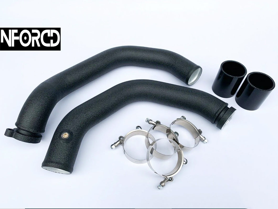 BMW M3 M4 F80 F82 S55 Aluminium Charge Pipe Kit - Direct-Fit Mandrel-Bent Boost Pipes with Meth Ports - Black - MTC Motorsport