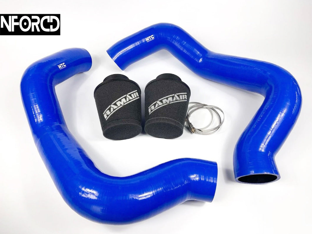BMW M5 F90 & M8 Competition Cold Air Induction Kit - 90mm High-Flow 6-Ply Silicone Intake Hoses with RamAir Filters, Front Grille Mounted - Fits M5/M5 Competition 2018-2022, M8 Competition 2020-2022