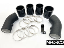 Load image into Gallery viewer, BMW M5 F10 / M6 F12 S63 Aluminium Charge Pipe Kit - Alloy Turbo Intercooler Chargepipes with Silicone Hoses, Clamps &amp; Meth Port - Black Crinkle Finish
