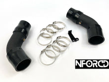 Load image into Gallery viewer, BMW M5 F10 / M6 F12 S63 Aluminium Charge Pipe Kit - Alloy Turbo Intercooler Chargepipes with Silicone Hoses, Clamps &amp; Meth Port - Black Crinkle Finish
