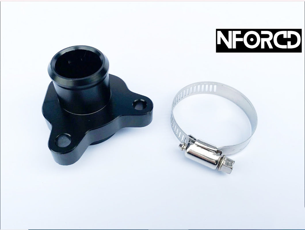 BMW N54 335i Billet Water Hose Fitting - Thermostat Housing Coolant Connector | OEM Replacement 11537541992 & 11537544638 | Fits 135i/335i N54, N53/N52, N20 Z4, N55 (thin O-ring) | CNC 6061 Aluminium, 25mm | MTC Motorsport