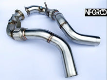 Load image into Gallery viewer, BMW X5M F85 / X6M F86 3&quot; Decat Downpipes (Catless) T304 Stainless, TIG Welded - 76mm Performance Turbo Exhaust Upgrade for S63R 4.4 V8 - Lifetime Warranty
