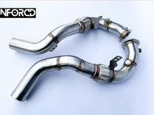 Load image into Gallery viewer, BMW X5M F85 / X6M F86 3&quot; Decat Downpipes (Catless) T304 Stainless, TIG Welded - 76mm Performance Turbo Exhaust Upgrade for S63R 4.4 V8 - Lifetime Warranty

