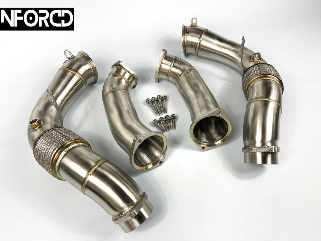 BMW X5M F95 & X6M F96 3-inch Decat/Catless Downpipes (2021+ OPF/GPF) - T304 Stainless, TIG Welded, Mandrel-Bent Performance Exhaust Upgrade