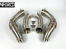 Load image into Gallery viewer, BMW X5M F95 &amp; X6M F96 3-inch Decat/Catless Downpipes (2021+ OPF/GPF) - T304 Stainless, TIG Welded, Mandrel-Bent Performance Exhaust Upgrade
