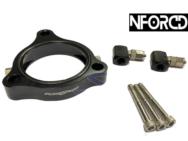 BMW M140i/M240i B58 Throttle Body Spacer – Pumaspeed CNC Billet, Dual Meth Ports WMI Water Methanol Adapter, O-Ring & Hardware, Plug-and-Play