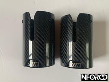 Load image into Gallery viewer, Pair of Black BMW Exhaust tips for BMW&#39;s with a twin exit
