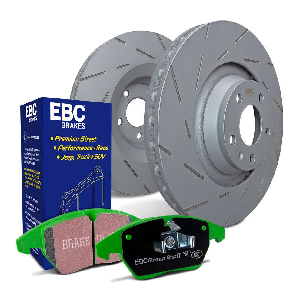 EBC USR Rear Slotted Brake Discs/Rotors Pair for BMW 7 Series E65 E66 E67 (2002-2005) - ATE Rear Calipers - 740i 745i - Thermic Black - USR1391