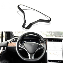 Load image into Gallery viewer, Tesla Model X Carbon Fibre Replacement Steering Wheel Trim (2014 - UP)

