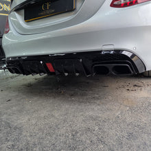 Load image into Gallery viewer, Brabus Style Gloss Black Rear Diffuser &amp; Exhaust Tips for Mercedes Benz W205 C Class &amp; C63 Saloon 15-21
