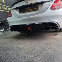Load image into Gallery viewer, Brabus Style Gloss Black Rear Diffuser &amp; Exhaust Tips for Mercedes Benz W205 C Class &amp; C63 Saloon 15-21
