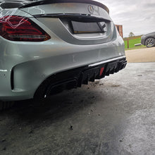 Load image into Gallery viewer, Brabus Style Gloss Black Rear Diffuser &amp; Exhaust Tips for Mercedes Benz W205 C Class &amp; C63 Saloon 15-21
