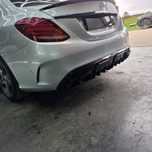 Load image into Gallery viewer, Brabus Style Gloss Black Rear Diffuser &amp; Exhaust Tips for Mercedes Benz W205 C Class &amp; C63 Saloon 15-21
