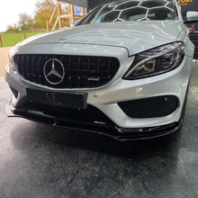 Load image into Gallery viewer, J Style Gloss Black Front Splitter for Mercedes Benz W205 C Class 15-18
