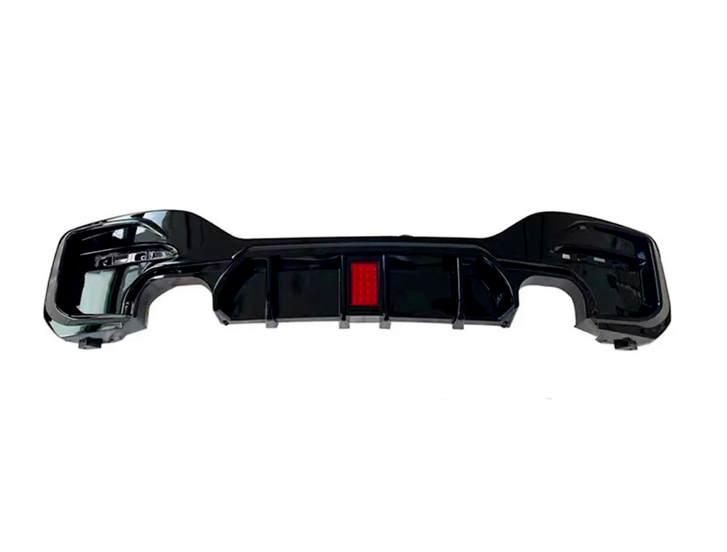 BMW 1 Series F20/F21 LCI Facelift 2015-2019 Rear Bumper Diffuser - Gloss Black Dual-Exit Exhaust with Integrated LED Rain Light